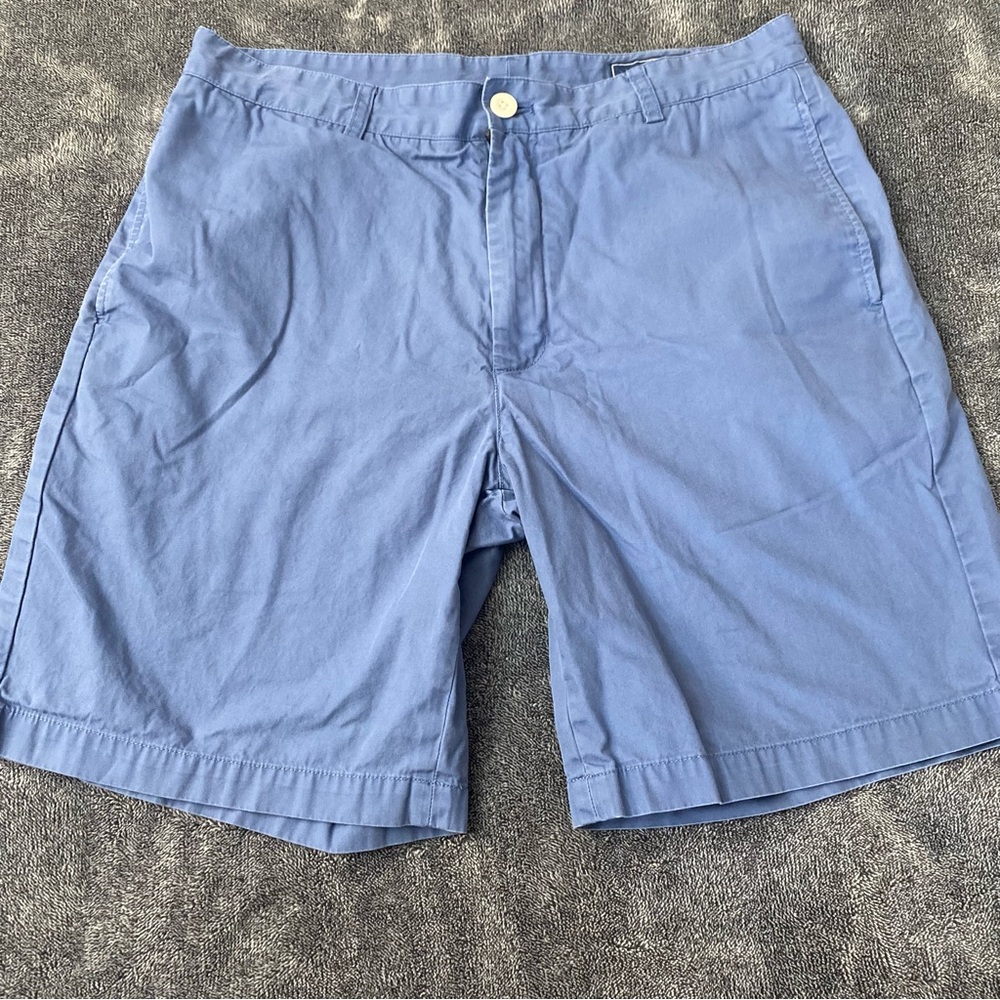 Vineyard Vines 100% Cotton Men's Dusty Blue Flat Front Preppy Style Shorts SZ 34